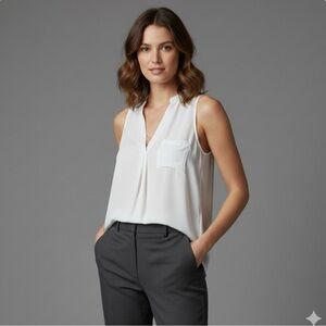 Lush Top Ivory Hi Low Sleeveless Tank Top XS Work lunch brunch everyday